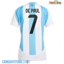 Camisa de time de futebol Argentina Rodrigo De Paul #7 Replicas 1º Equipamento Feminina Copa America 2024 Manga Curta